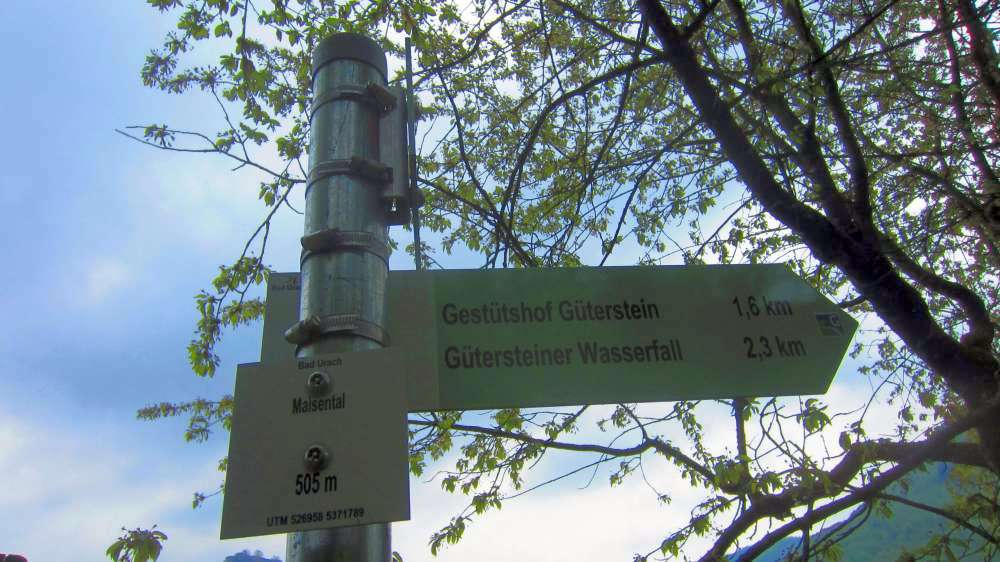 Wegweiser_Guetersteiner_Wasserfall